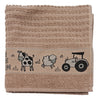 Kitchen Towels On The Farm Beige picture of the farm motif embroidered on the towel