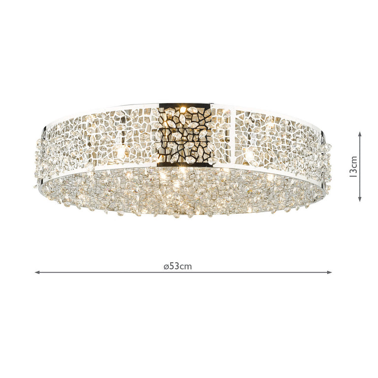 Kotaro 6 Light Crystal Flush Ceiling Light, Polished Chrome Ceiling Mount Light, Modern Home Décor Lighting Collection