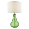 Kristina Glass Table Lamp Green with White Linen Drum Shade – Elegant Home Lighting for Bedroom & Living Spaces