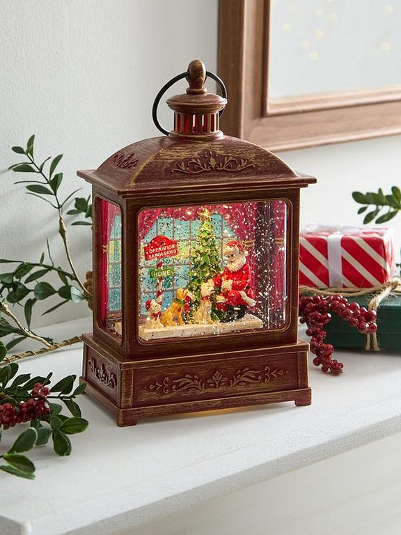 LED Liquid Musical Santa and Dog Lantern