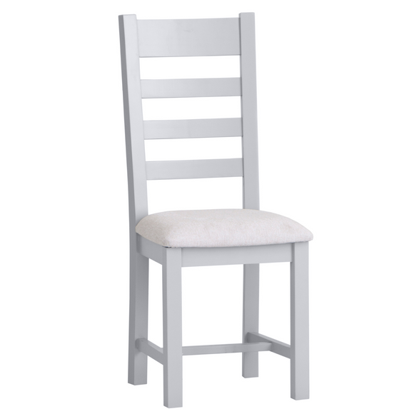 Modern Grey Upholstered Ladder Back Dining Chair.