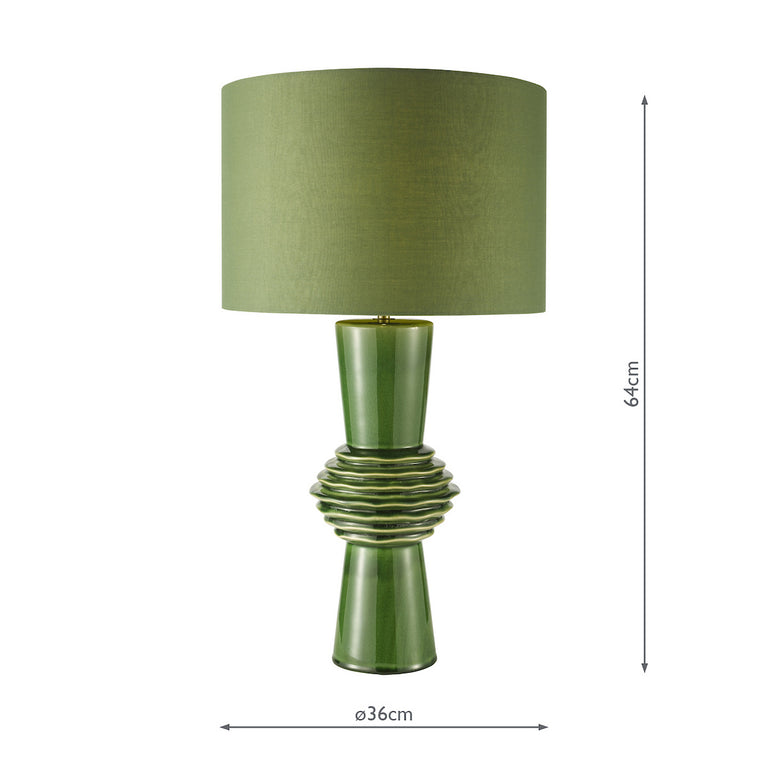 Lagle Ceramic Table Lamp Green – Arts & Crafts Style Lighting Collection Table Lamp with Cotton Drum Shade