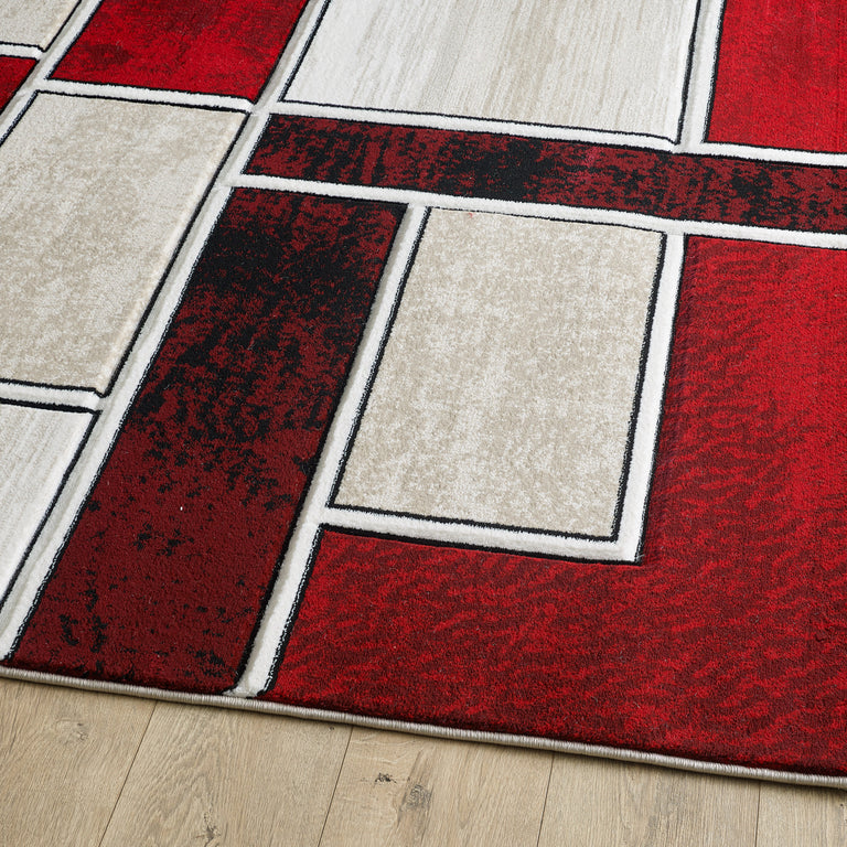 Lagos Geometric Rug - Cream Red