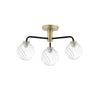 Lainey 3 Light Semi-Flush Black/Antique Brass  With Twisted Glass picture on the white background