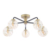 Lainey 5 Light Semi-Flush Matt Black and Antique Brass With Closed Organic Amber Glass picture on the white background