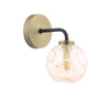 Lainey Wall Light Matt Black and Antique Brass With Closed Organic Amber Glass picture on the white background