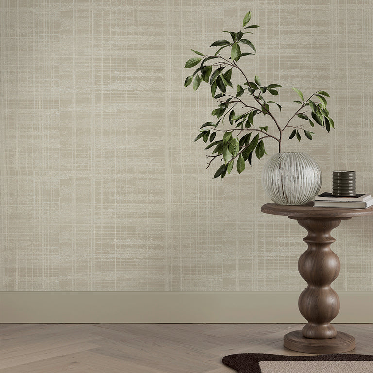 Boutique Lamont Weave Wallpaper Sand - Tartan Texture Home Decor
