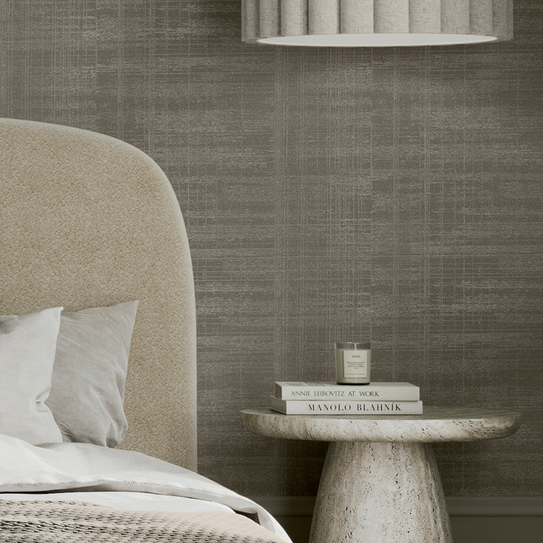 Boutique Lamont Weave Wallpaper Shadow - Tartan Texture Wall Covering