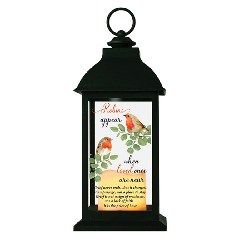 “Robin Near You” Christmas Lantern – LED Candle Holder Home Decor