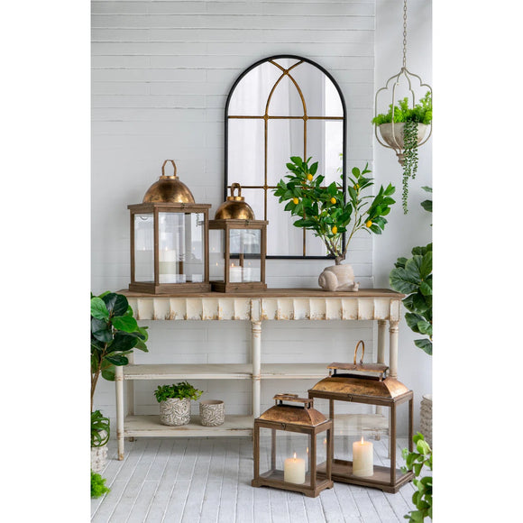 Lantern Set of 2 Gold 73cm life style picture on the console table