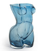 Glass vase centrepiece in bold blue female body design

