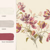Beautiful floral wall mural with striking tulip design in cranberry. 
