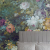 Laura Ashley Mural Mathilde Multi showcasing dramatic dark tones and intertwined florals.