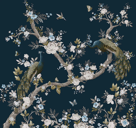 Laura Ashley Mural Belvedere Midnight picture of the mural pattern