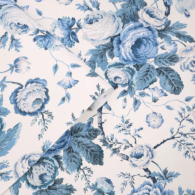 Laura Ashley Wallpaper Uffington Roses Dark Seaspray