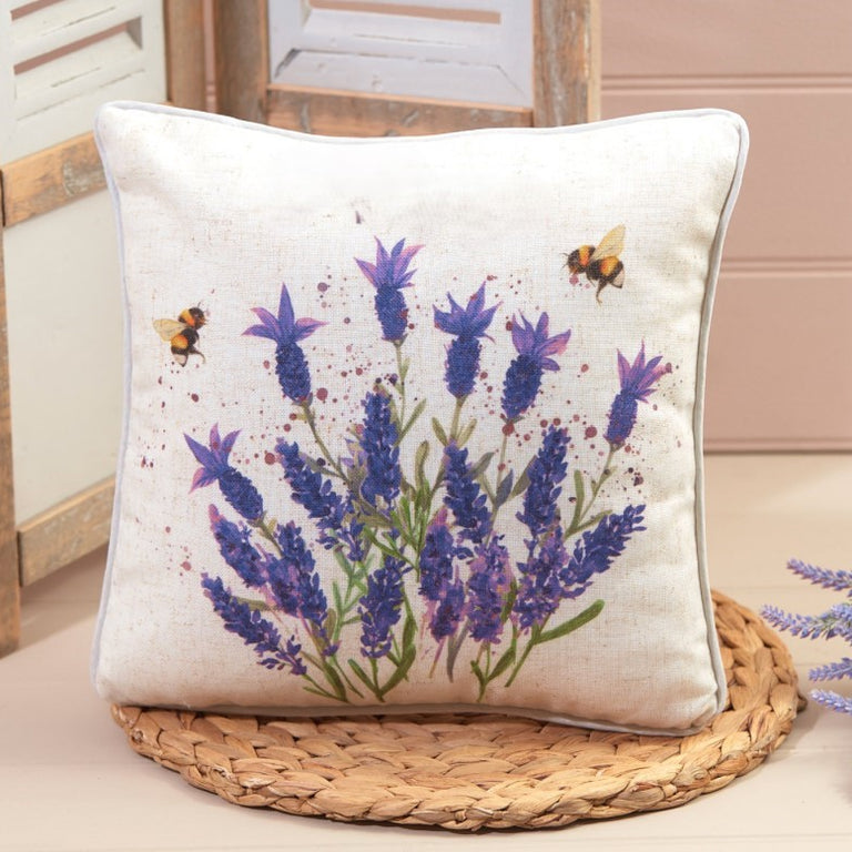 Lavender and Bee Printed Cushion