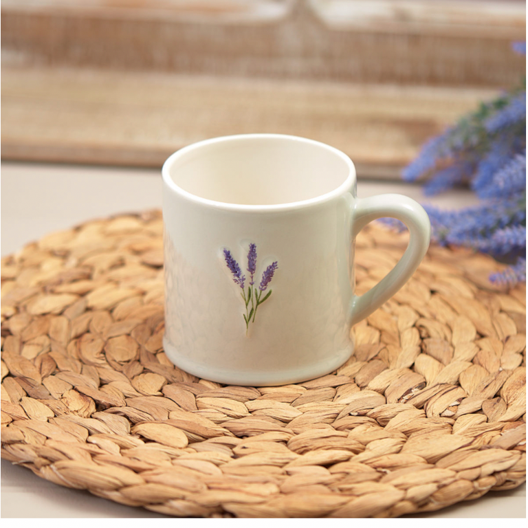 Stoneware Embossed Lavender Mug