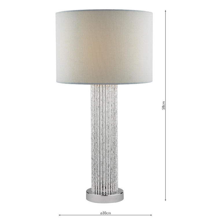 Lazio Table Lamp Satin Silver and Polished Chrome with Grey Shade – Modern Metal Table Lamp for Home Decor