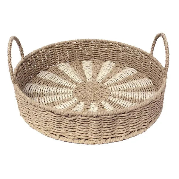 Leaf & Loom Sunbeam Round Paper Rope Tray with Handles