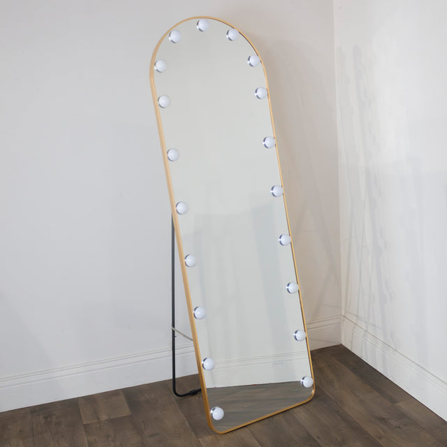 Modena Cheval Arch Mirror Gold with LED Bulbs – Full-Length Mirror
