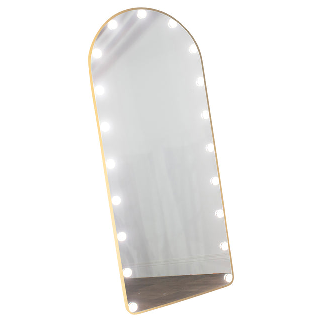 Modena Cheval Gold Arch Mirror with LED Bulbs – Full-Length Mirror