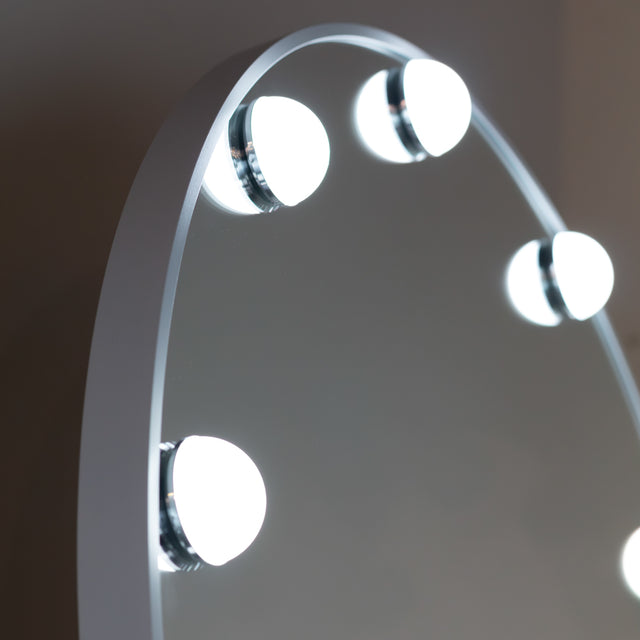 Modena Cheval White Arch Mirror with LED Bulbs – Full-Length Mirror