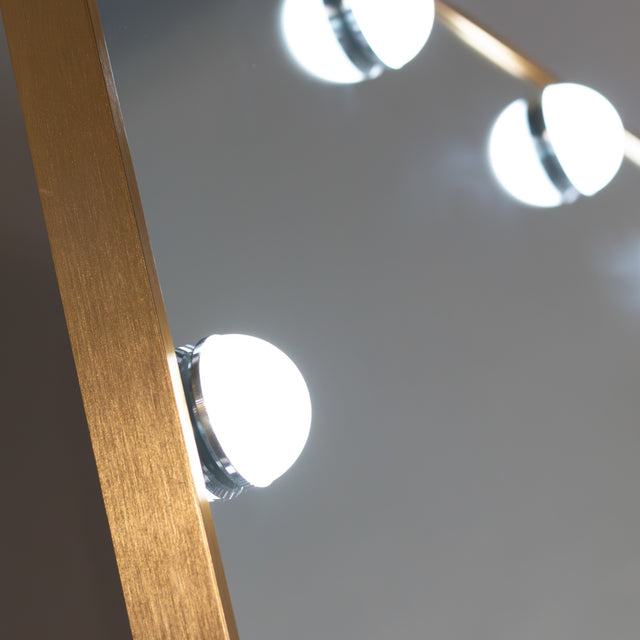 Led Bulb Modena Cheval Mirror Gold 160 x 50cm