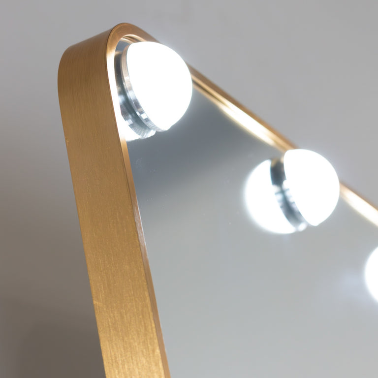 Led Bulb Modena Cheval Mirror Gold 160 x 50cm