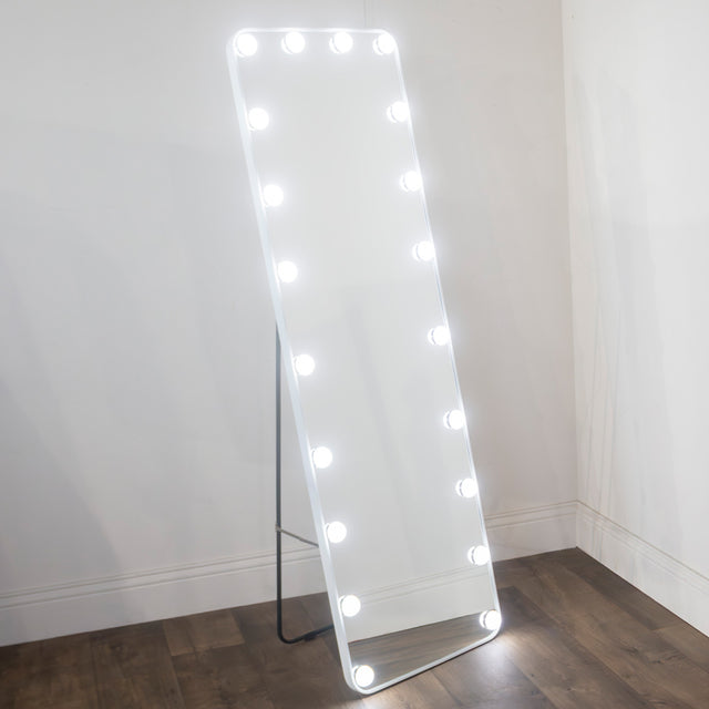 Modena LED Full-Length Rectangle Mirror – White Framed Cheval 160×50cm