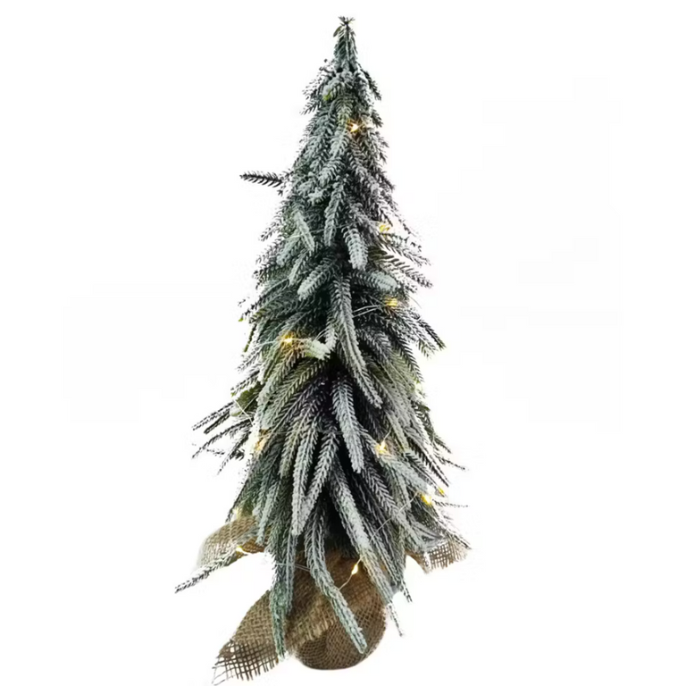 45cm LED Flocked Christmas Tree in Sack with Timer | Cozy Christmas Decoration