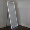 Led Modena Cheval Mirror Gold 170 X 70cm with a turned on cool Led light