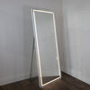 Led Modena Cheval Mirror White 170 x 70 cm with warm lights turned on