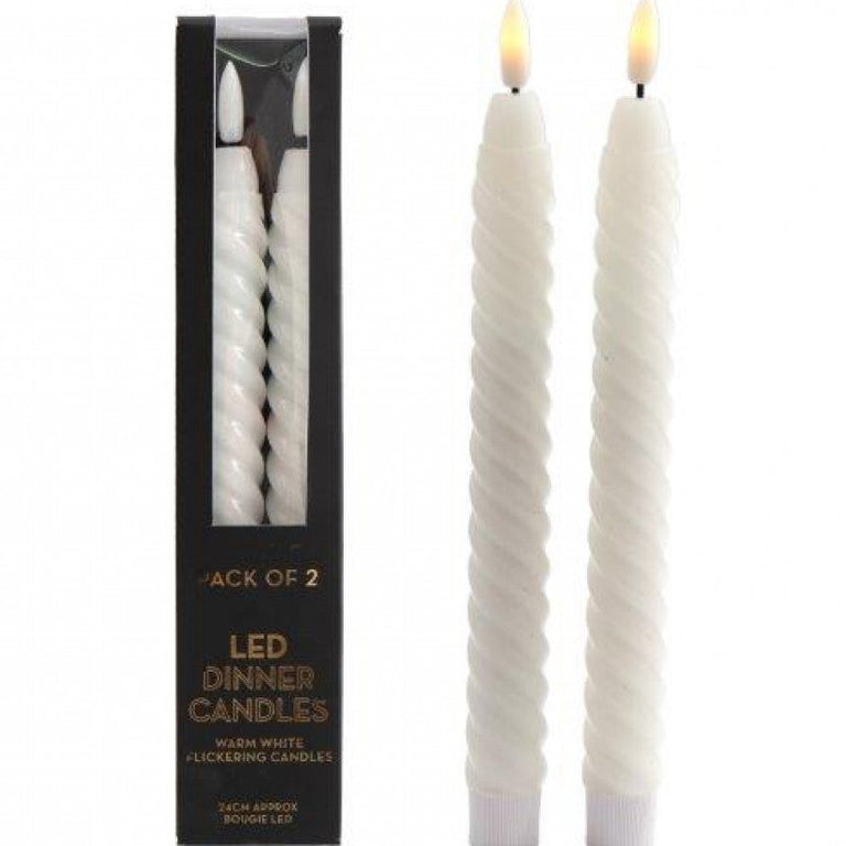 LED Twisted Candles Pack of 2 Ivory - Flameless Twisted Home Candles