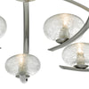 Leighton 5 Light Semi-Flush Satin Chrome close view picture of the glass shades