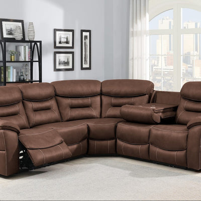 Leroy Corner Sofa Electric Recliner Chestnut