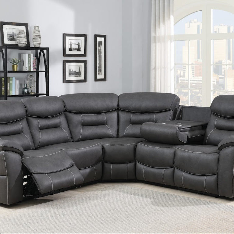 Leroy Corner Sofa Electric Recliner Grey