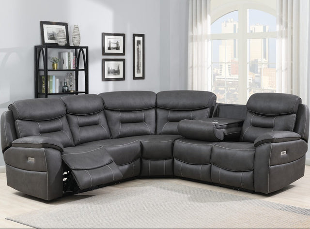 Leroy Corner Sofa Electric Recliner Grey