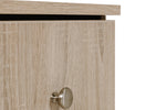 Levi Bedside Table Oak close view picture of the drawer and metal handle