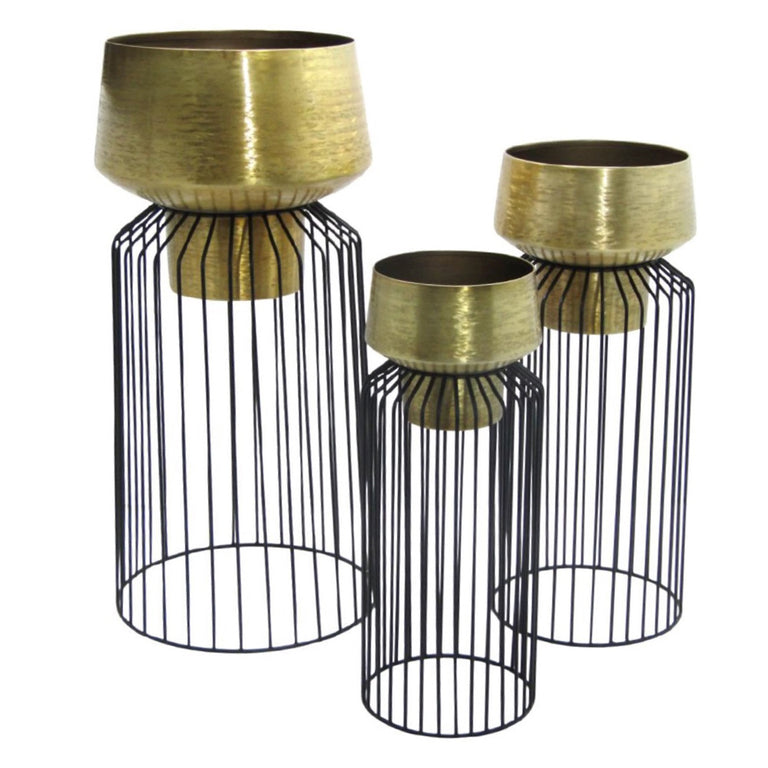 Lia Planter With Stand Brass/Black Large