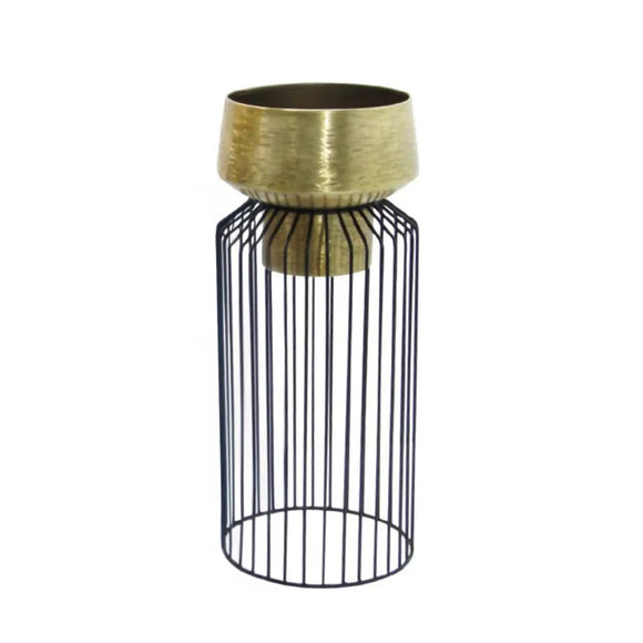 Lia Planter With Stand Brass/Black Large picture on the white background