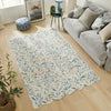 Concept Looms Liberty Rug LIB301 Ivory Blue top-view lifestyle picture in the living room
