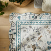 Concept Looms Liberty Rug LIB308 Ivory floral rug with scalloped ends