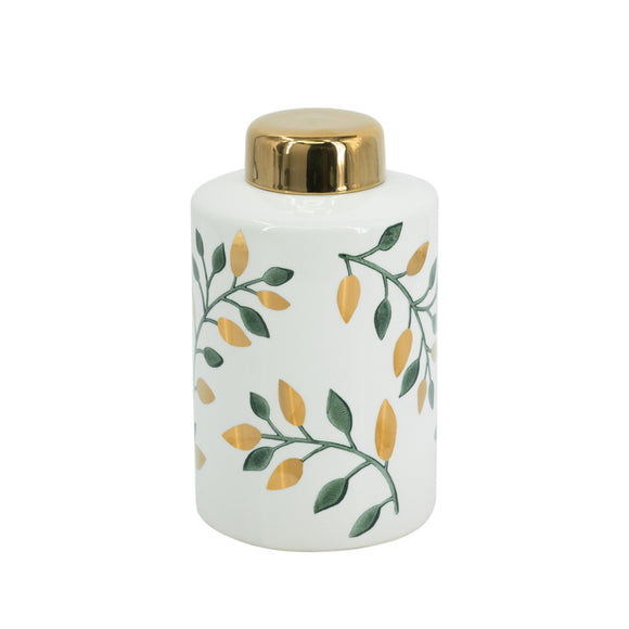Lidded Jar Green & Gold 31.5 cm picture on the white background