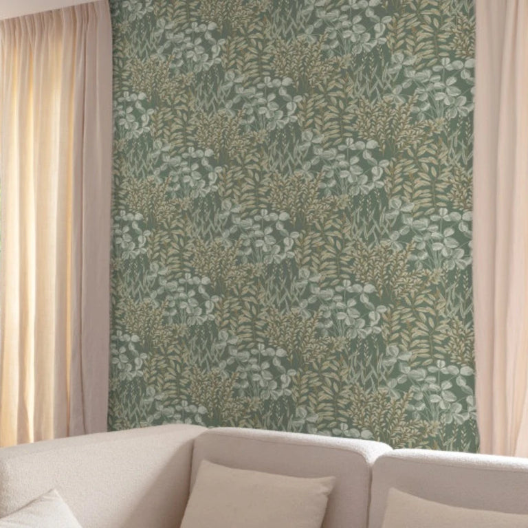 Liege Green Leaf Wallpaper