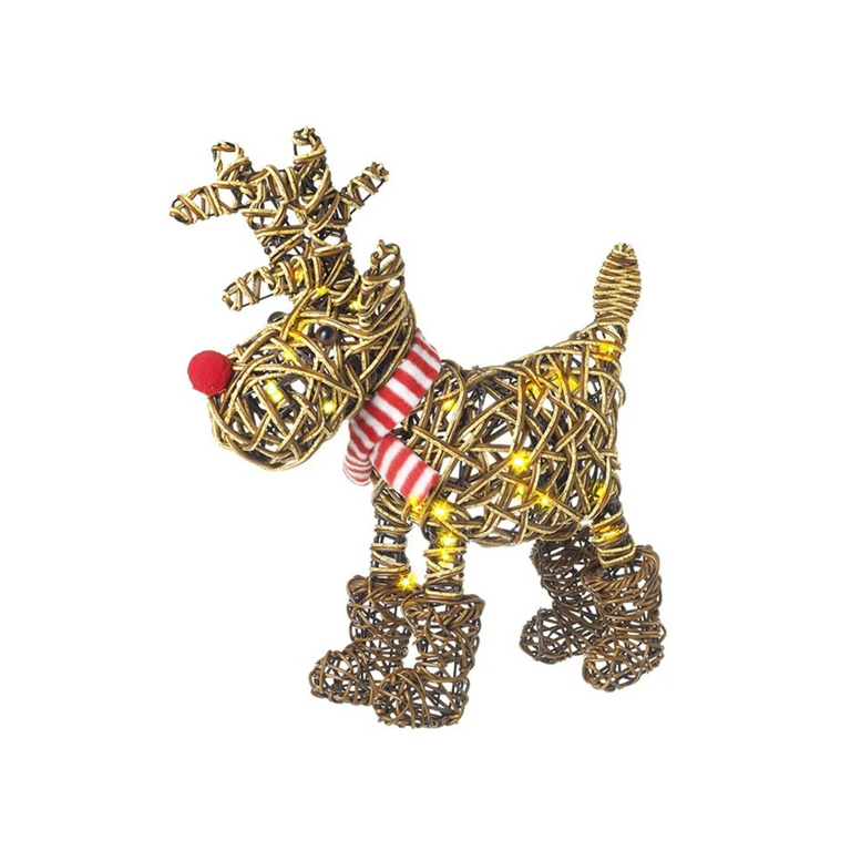 Light Up Rattan Reindeer In Boots Medium