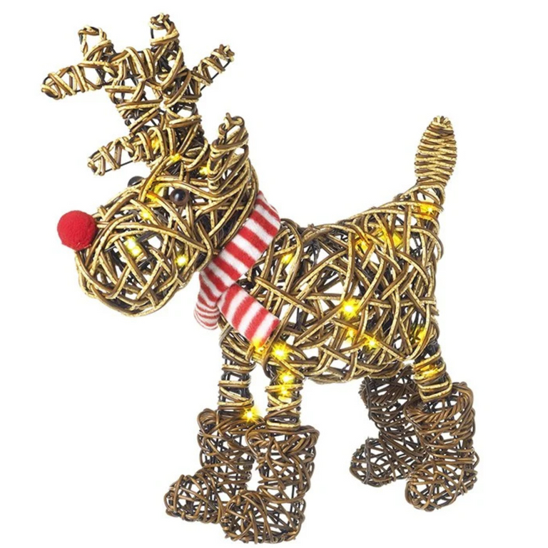Light Up Rattan Reindeer In Boots Large