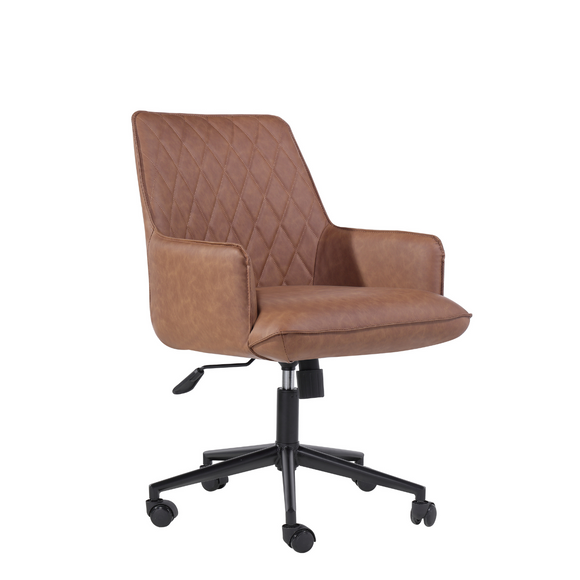 Sleek tan chair for contemporary office.