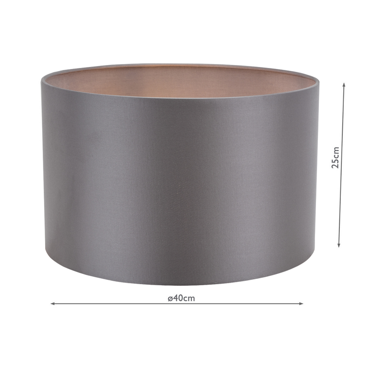 Lyris Cotton Drum Shade 40cm Grey Lamp Shade for Table Lamps, Floor Lamps & Pendant Lighting