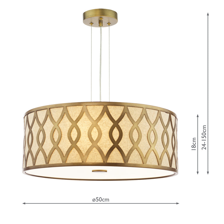 Locryn 4 Light Pendant Brushed Bronze with Taupe Drum Shade for Modern Home Decor