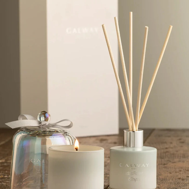 Galway Crystal Lotus Flower & Thyme Luxury Diffuser & Candle Set – Fargarance